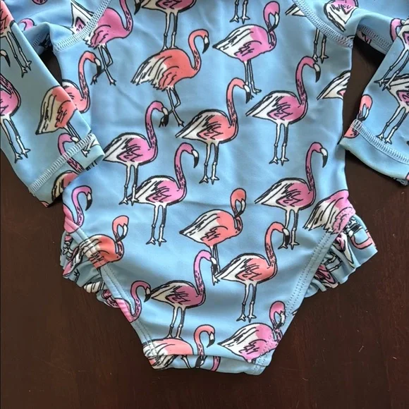 Tea Collection Blue and Pink Flamingo Kids Swimsuit - Picture 6 of 7